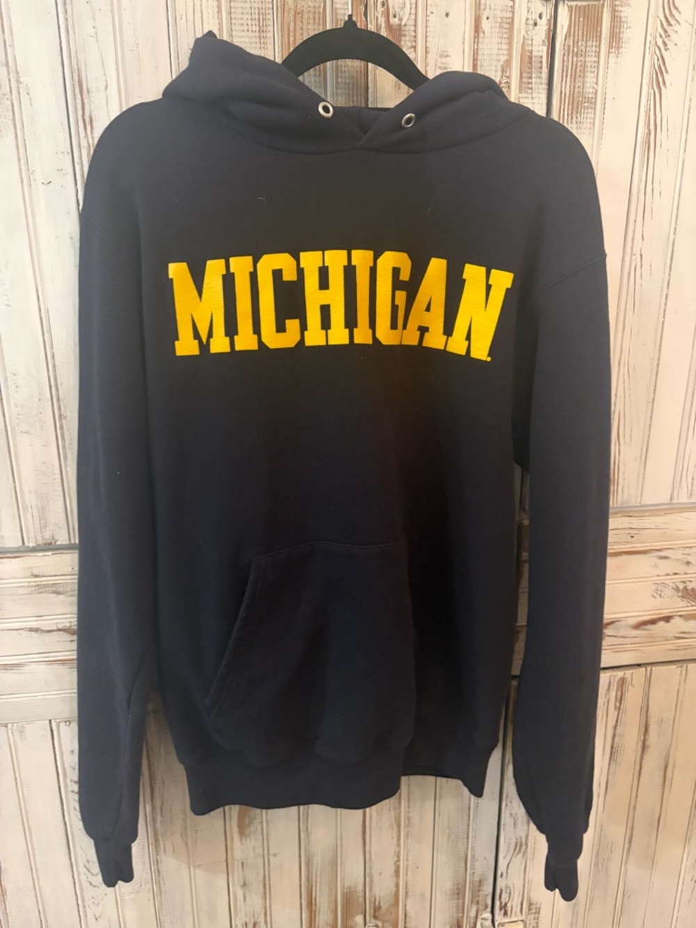Champion Navy Hoodie with Yellow MICHIGAN